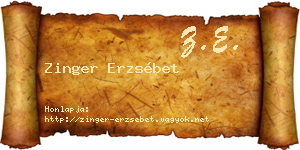 Zinger Erzsébet névjegykártya